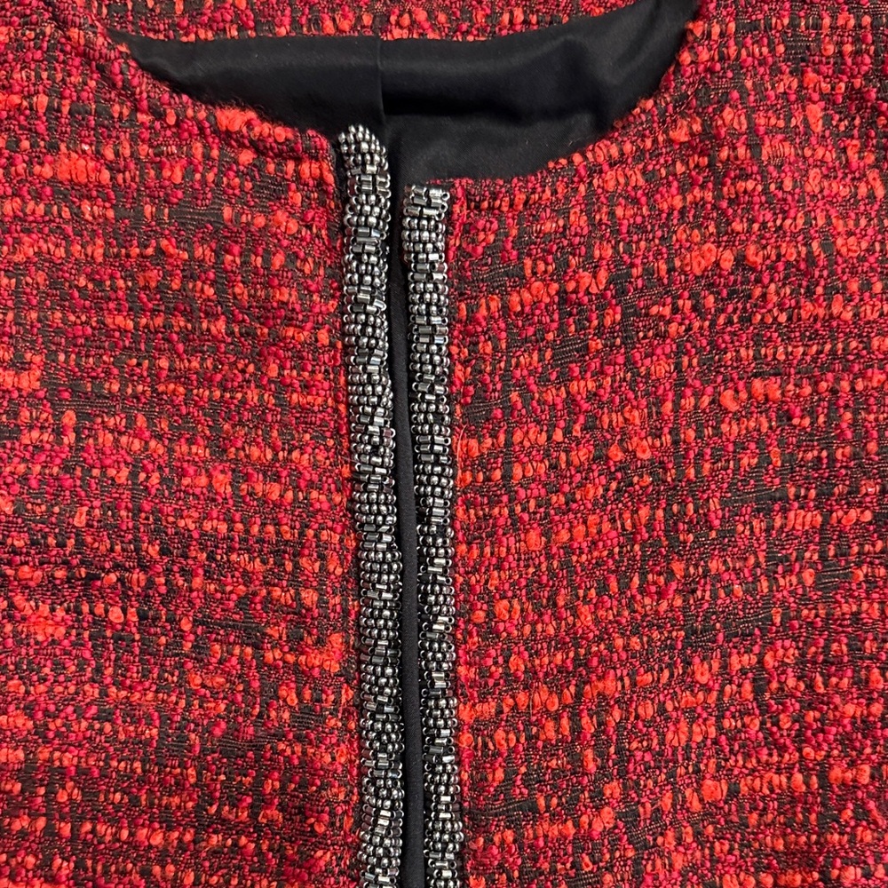 Chicos  Red Tweed Women's Jacket sz 1 us m - Picture 3 of 5